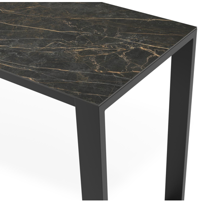 Verato tuintafel in zwart aluminium en volkeramiek black obsession - L 220 x B 70 x H 106 cm