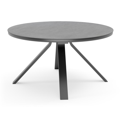 Cesano tuintafel in zwart aluminium en volkeramiek basalt black - Dia. 148 x H 74,5 cm