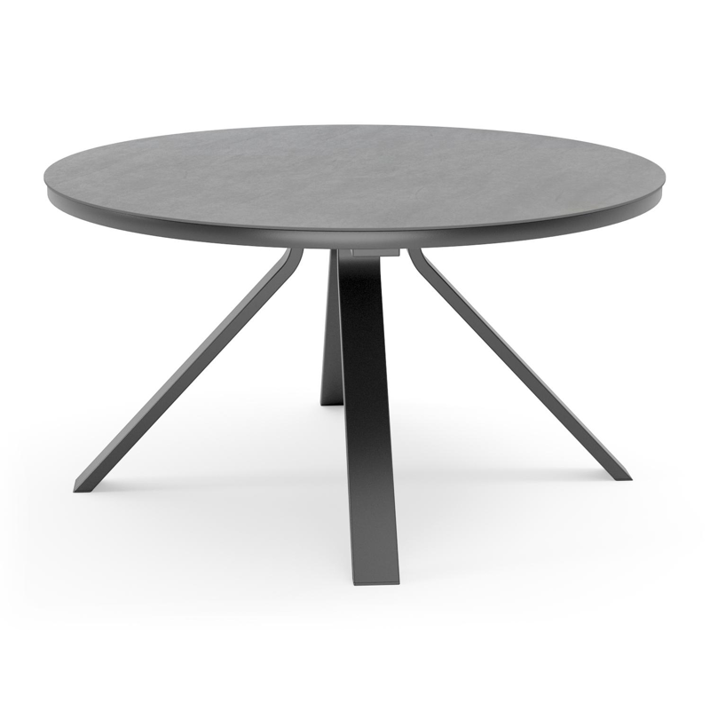 Cesano tuintafel in zwart aluminium en volkeramiek basalt black - Dia. 148 x H 74,5 cm