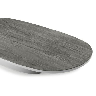 Amico loungetafel bombo in wit aluminium en volkeramiek Aspen Grey - L 171 x B 89 x H 24 cm