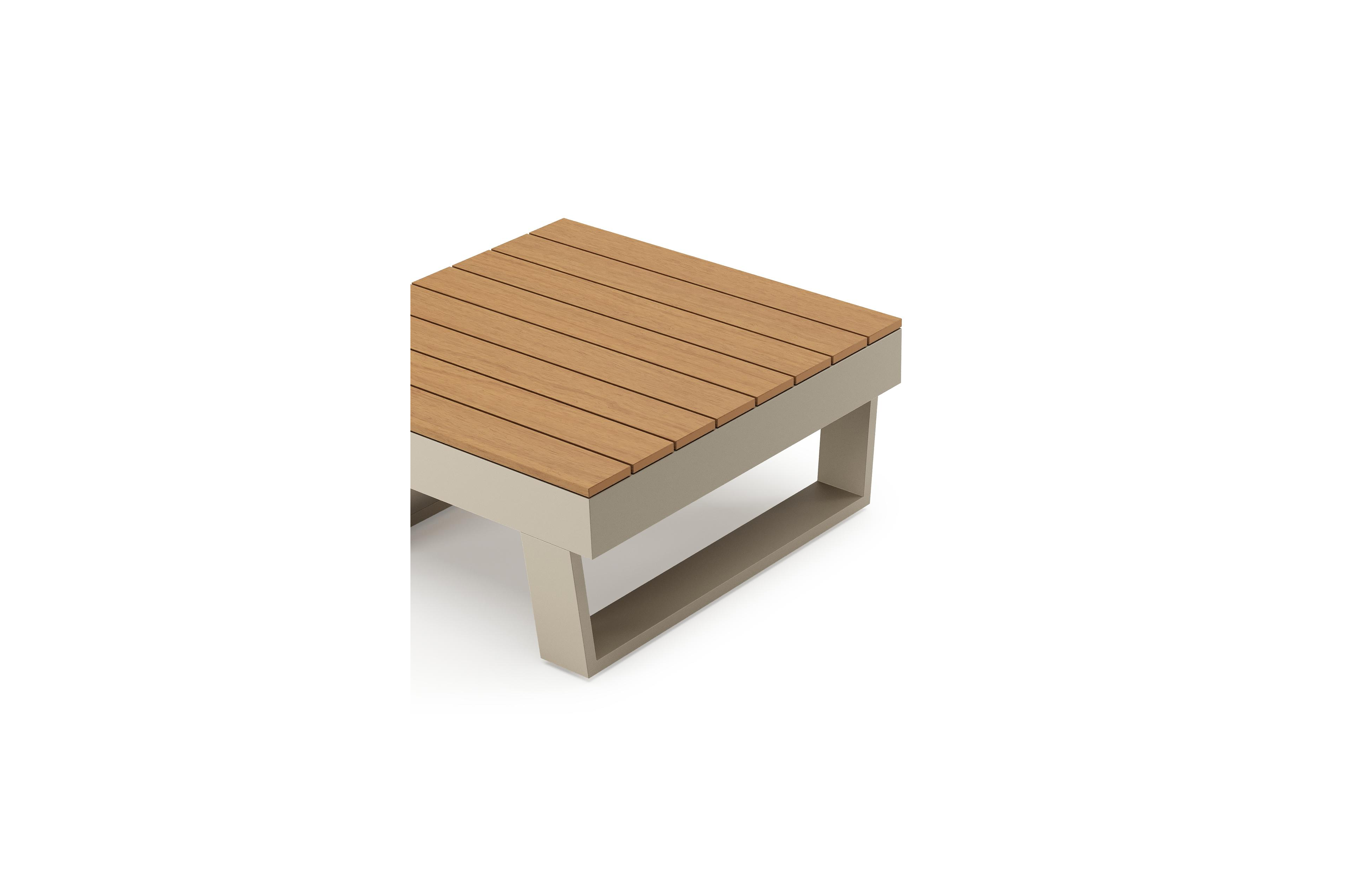 Alora loungetafel in beige aluminium en polywood - L 77 x B 77 x H 35 cm
