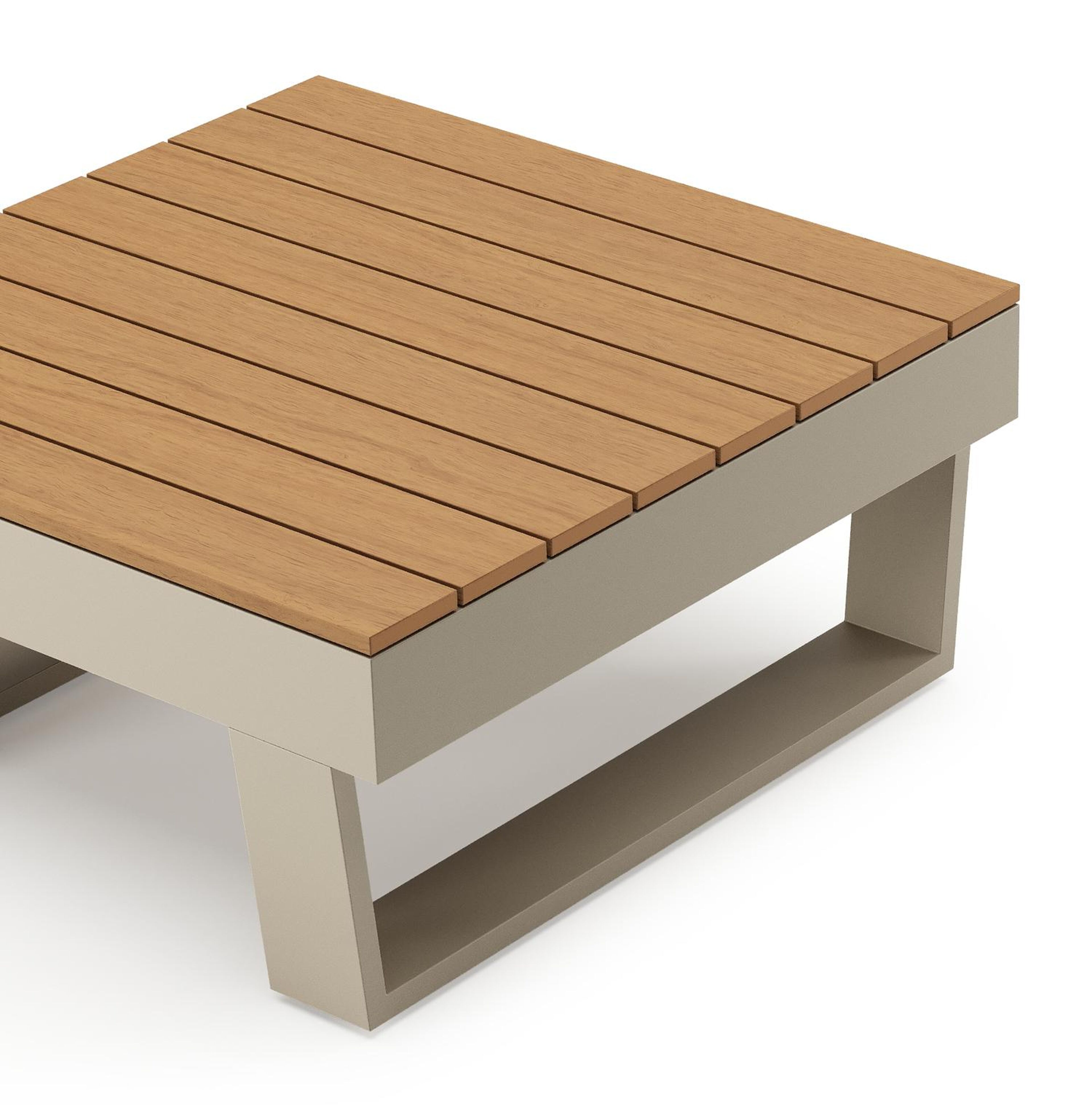 Alora loungetafel in beige aluminium en polywood - L 77 x B 77 x H 35 cm