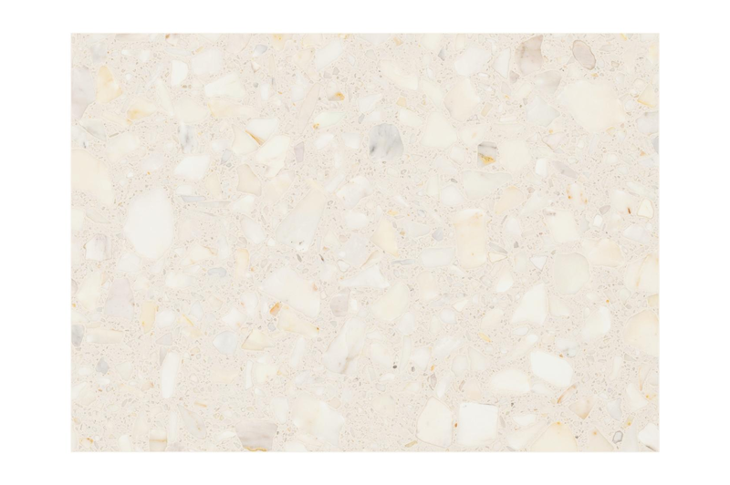 Cirello bijzettafel in wit aluminium en retrostone volkeramiek - L 70 x B 80 x H 66 cm