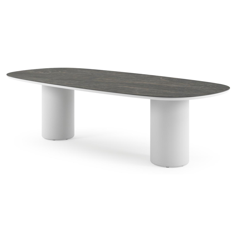 Amico tuintafel bombo in wit aluminium en volkeramiek Black Obsession - L 270 x B 125 x H 73.5 cm