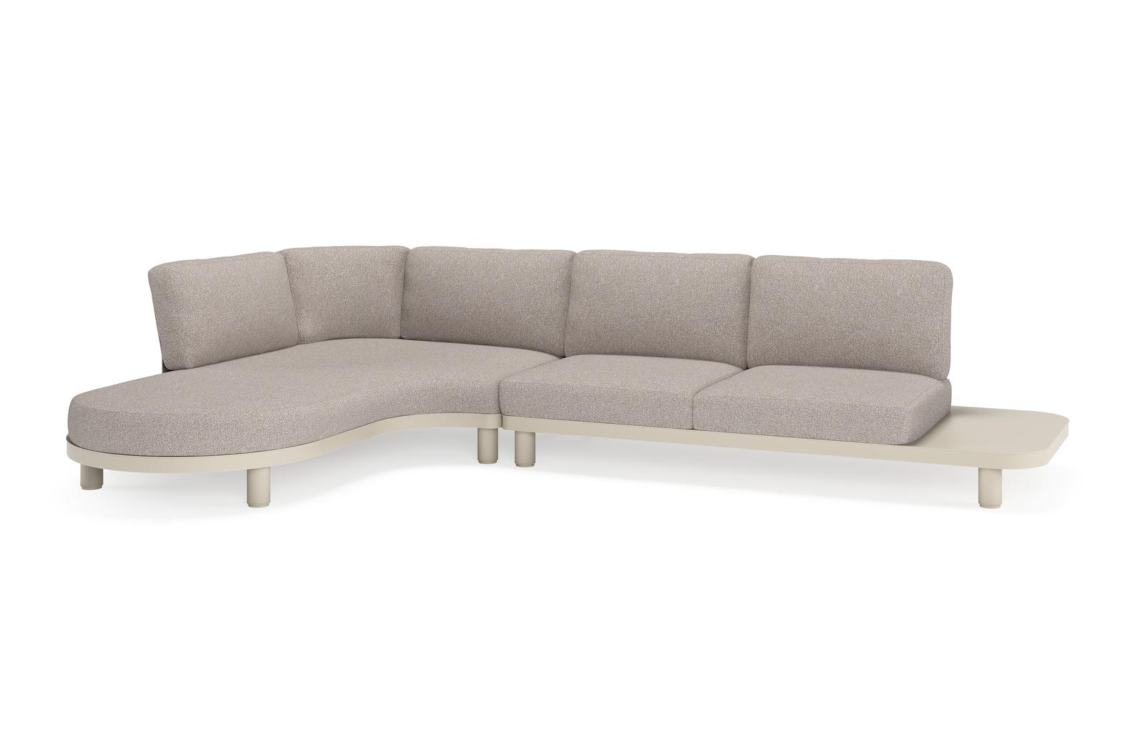 Donato loungehoek in beige aluminium met tundra charcoal all weather sunbrella® luxe kussen