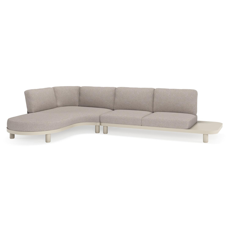 Salon de jardin d'angle Donato en aluminium beige et coussins en all weather sunbrella® luxe tundra charcoal