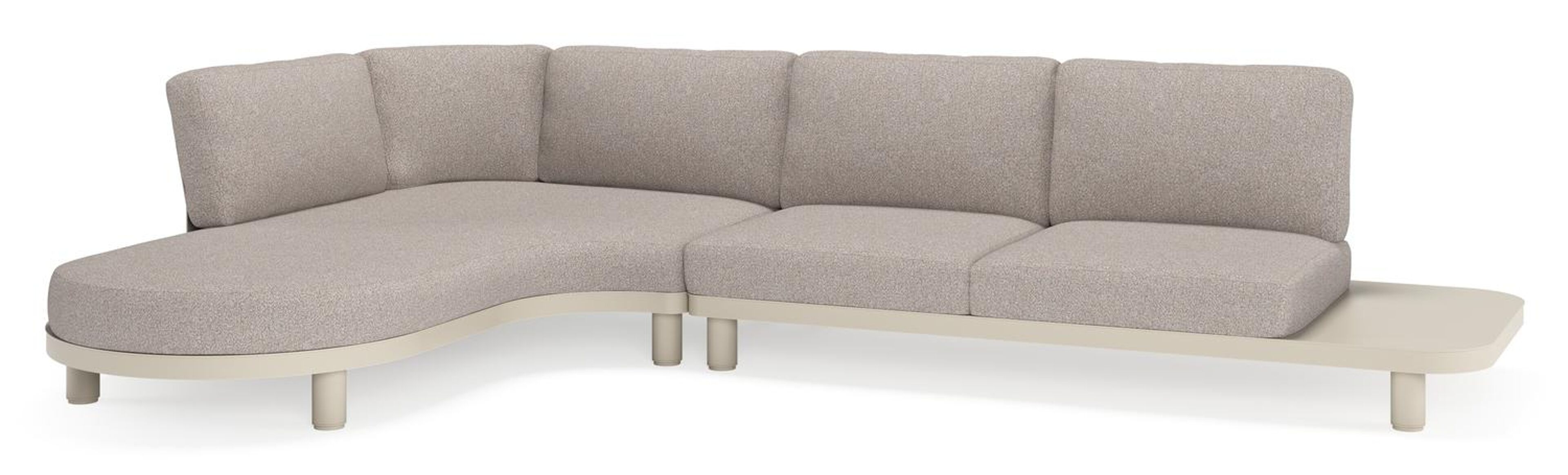 Donato loungehoek in beige aluminium met tundra charcoal all weather sunbrella® luxe kussen