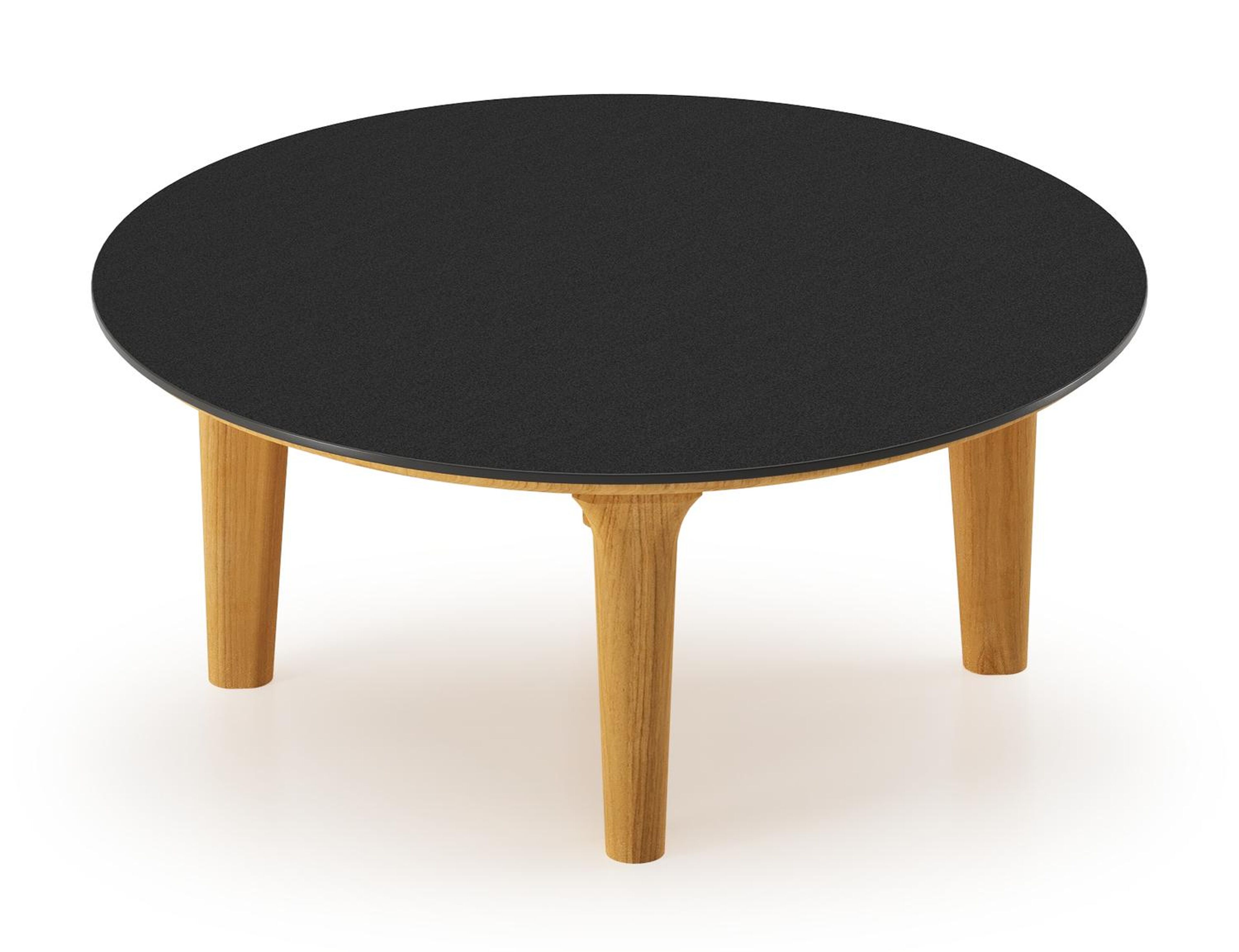 Bomero loungetafel rond in teak en volkeramiek Nero Black - Dia. 85 x - Dia. 85 x H 20 cm