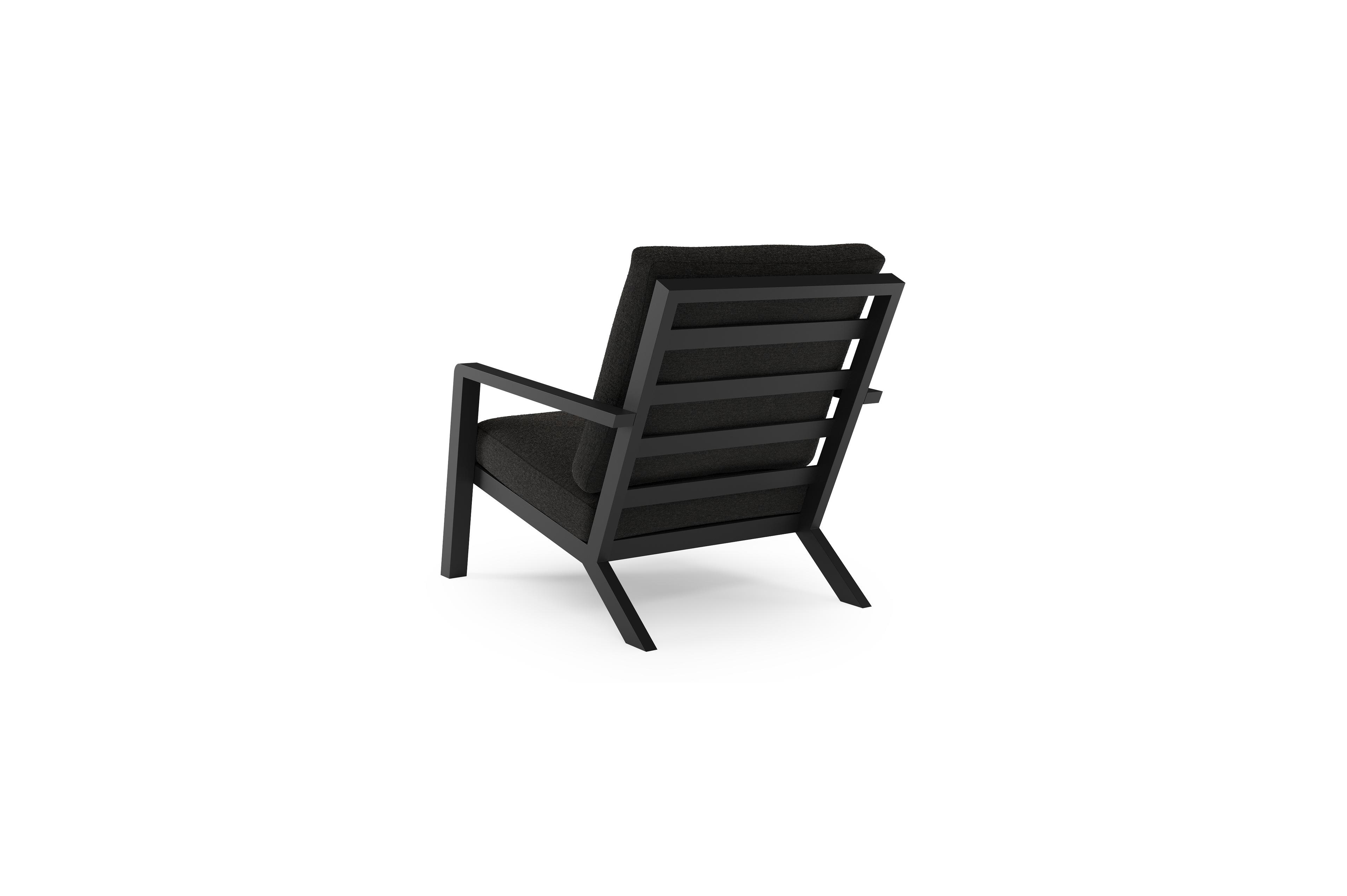 Nelas loungestoel in zwart aluminium met zwart kussen