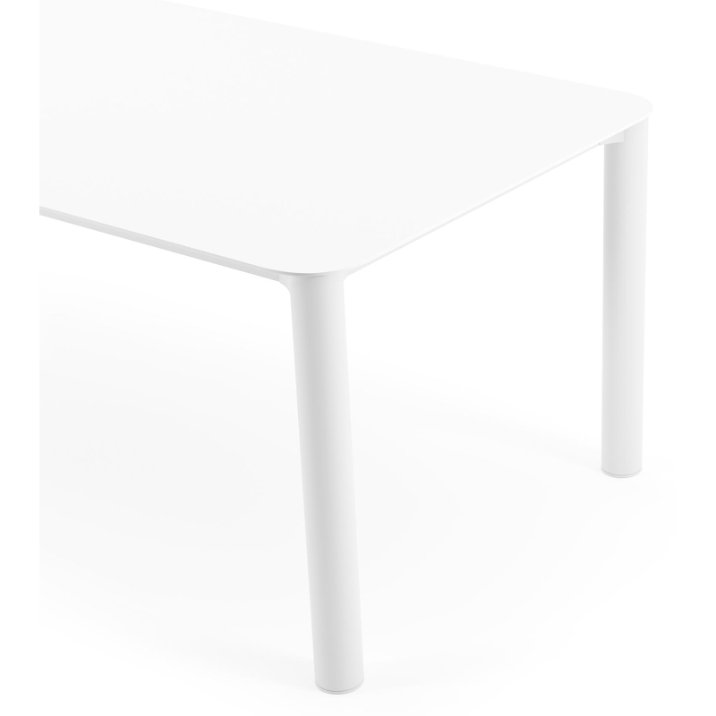Orso tuintafel rechthoekig afgerond in wit aluminium en volkeramiek arctic white - L 240 x B 100 x H 73.5 cm