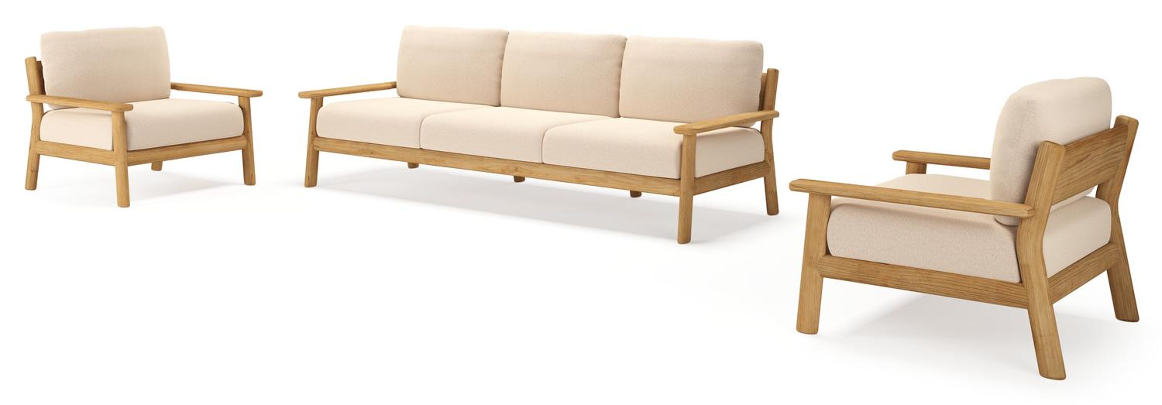 Amaro loungeset in teak met heritage papyrus all weather sunbrella® luxe kussen