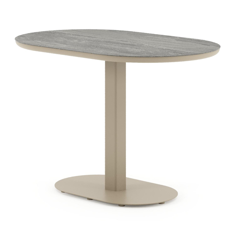 Table de jardin Teramo inclinable bombo en aluminium beige et céramique pleine Aspen Grey - Lg. 110 x Lrg. 70 x Haut. 73.7 cm