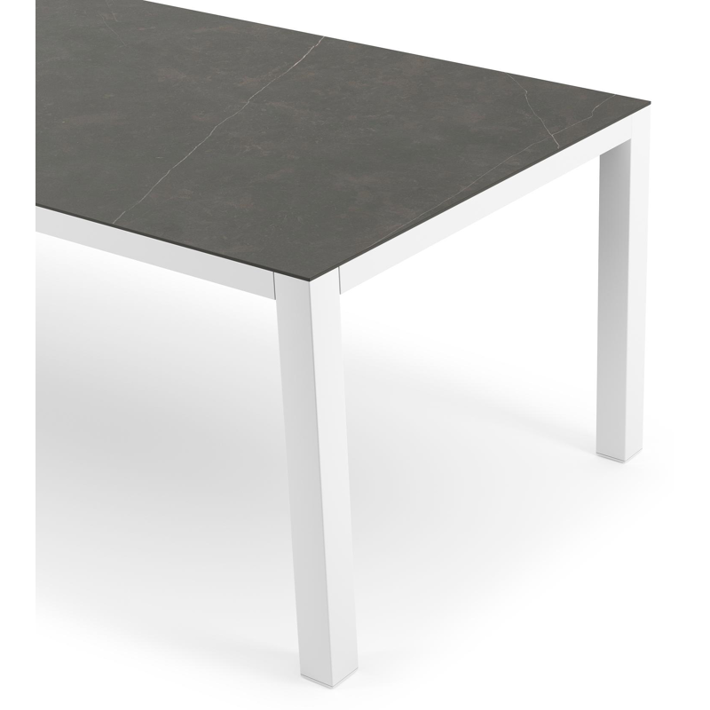 Como tuintafel in wit aluminium en volkeramiek Calatorao - L 240 x B 100 x H 75 cm