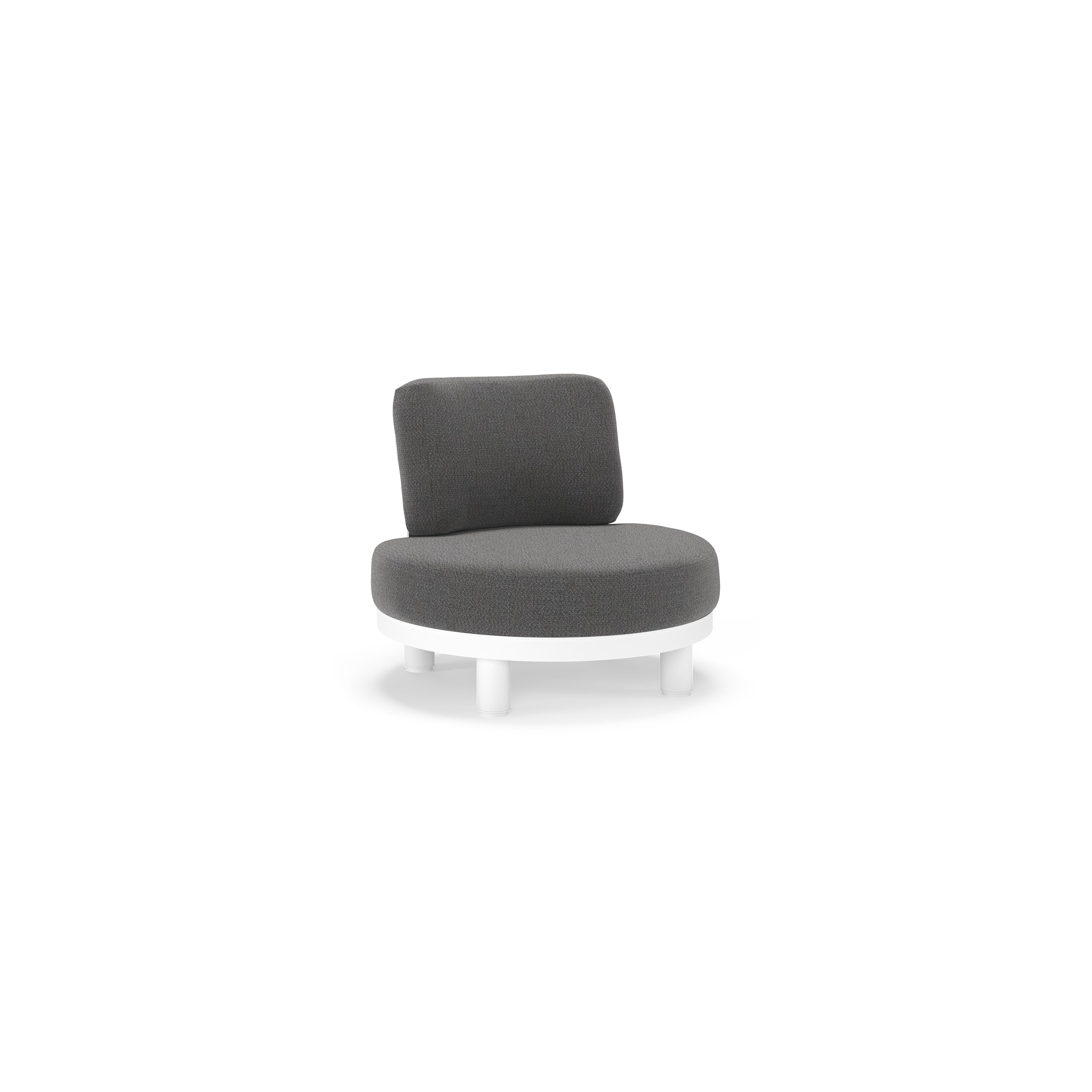 Donato loungestoel in wit aluminium met all weather sunbrella® luxe Savane Tornado kussen