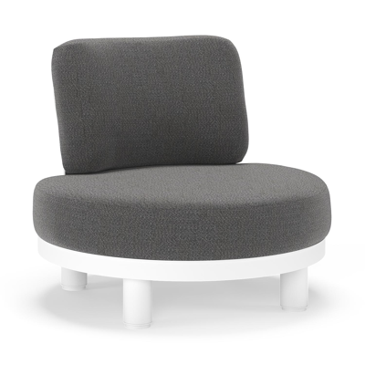 Fauteuil de jardin Donato en aluminium blanc et coussins en all weather sunbrella® luxe Savane Tornado