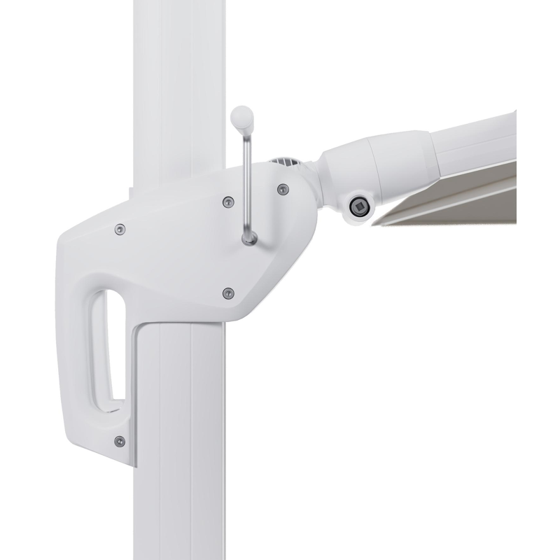 Minore zweefparasol tiltfunctie in wit aluminium en parasoldoek in All Weather Sunbrella® Luxe Lopi Marble  - L1 400 x L2 300 cm (zonder voet)