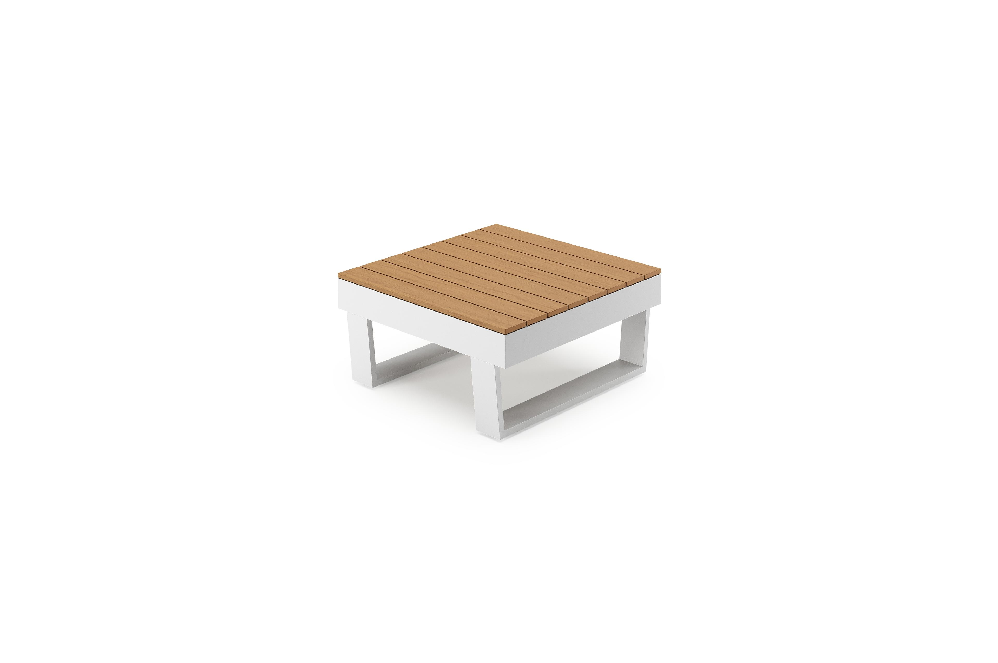 Alora loungetafel in wit aluminium en polywood - L 77 x B 77 x H 35 cm