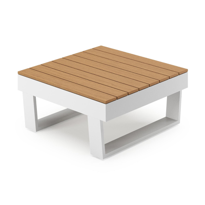 Alora loungetafel in wit aluminium en polywood - L 77 x B 77 x H 35 cm