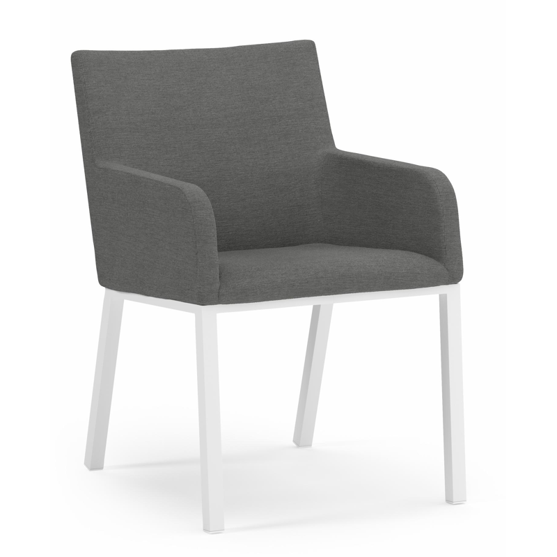 Reza tuinset in wit aluminium en grijs keramisch glas tafelblad met 6 Rivo tuinstoelen