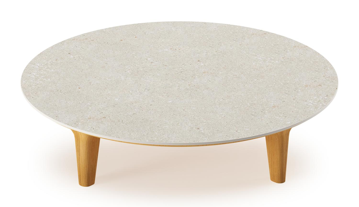 Bomero loungetafel in teak en volkeramiek Shilin - Dia. 85 cm