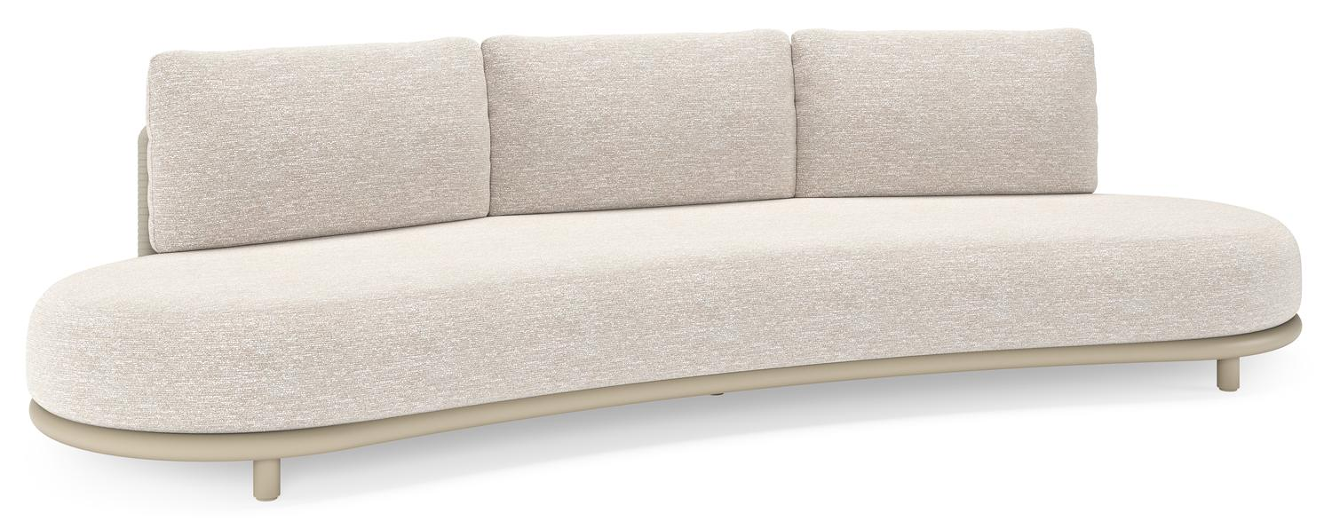 Lomano loungebank in beige aluminium en beige verticaal geweven luxe vlakke rope met Tundra Sand all weather sunbrellaÂ® luxe