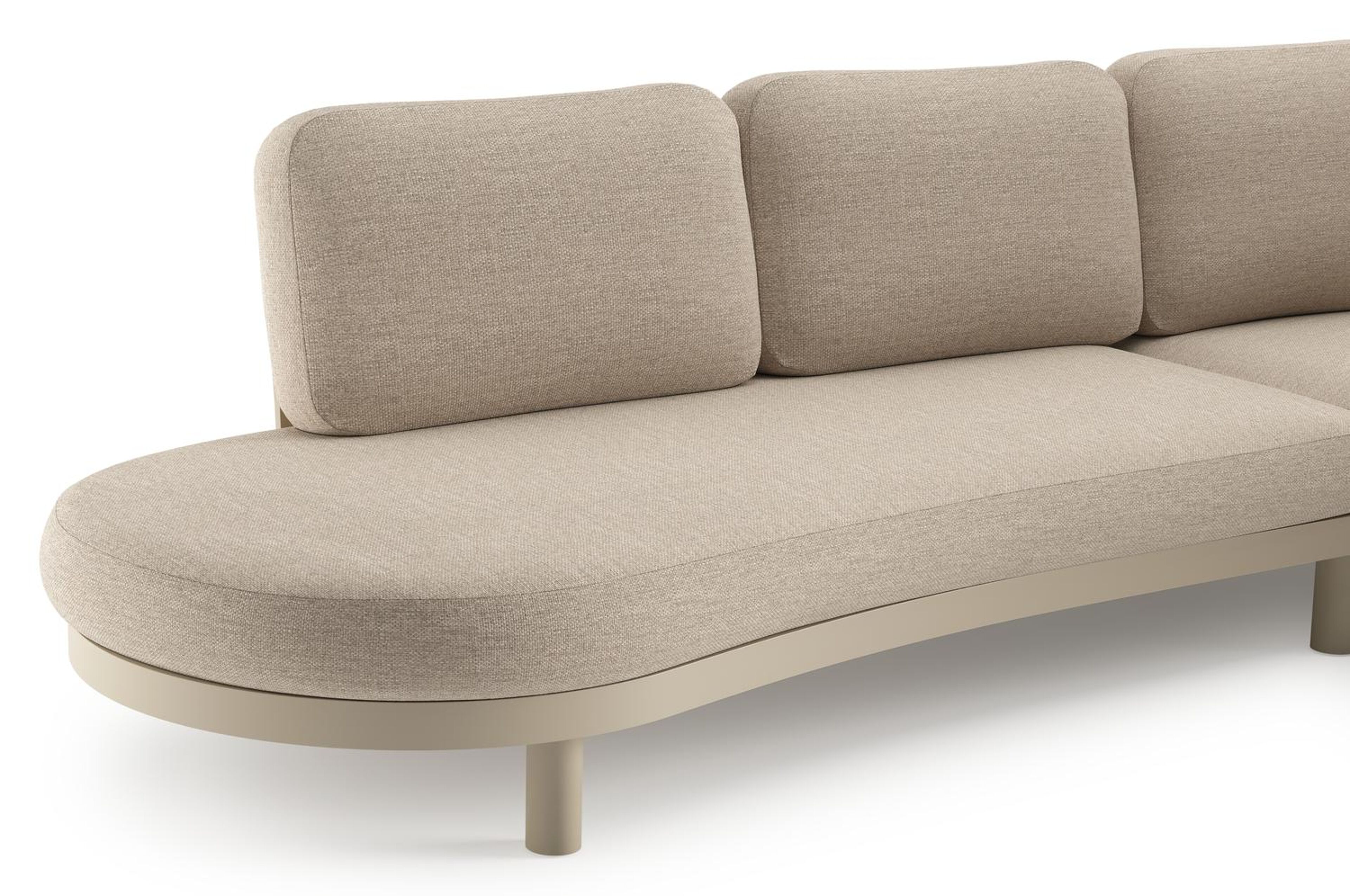 Palma loungehoek in beige aluminium met rustic weather+ softtouch kussens en loungetafel