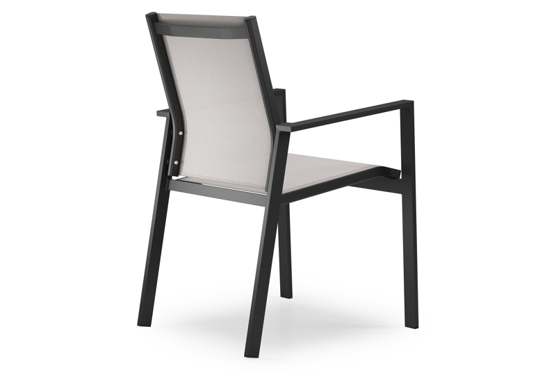 Bahia tuinstoel in zwart aluminium en beige textilene