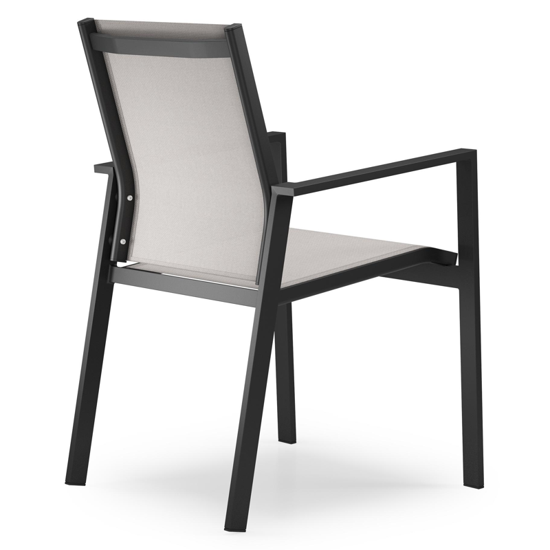 Chaise de jardin Bahia en aluminium noir et textilène beige