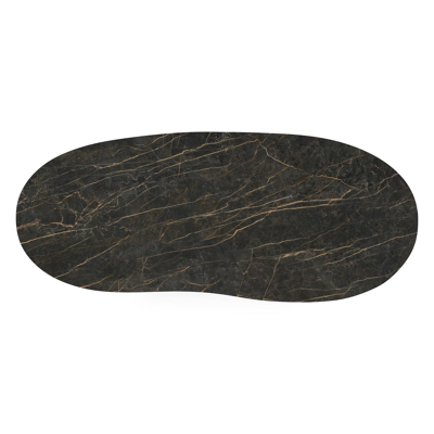 Table de jardin Organo organique en aluminium beige et céramique pleine Black Obsession - Lg. 280 x Lrg. 120 x Haut. 74 cm