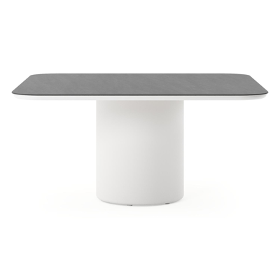 Amico tuintafel afgerond vierkant in wit aluminium en volkeramiek Basalt Black - L 148 x B 148 x H 73.5 cm
