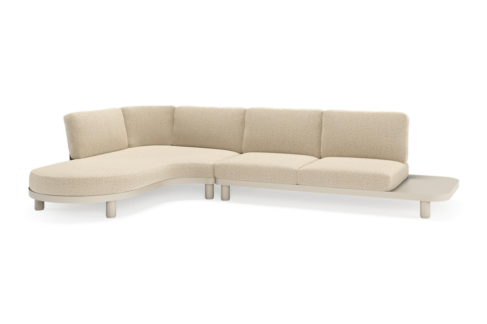 Donato loungehoek in beige aluminium met bora forest all weather cosytica kussen