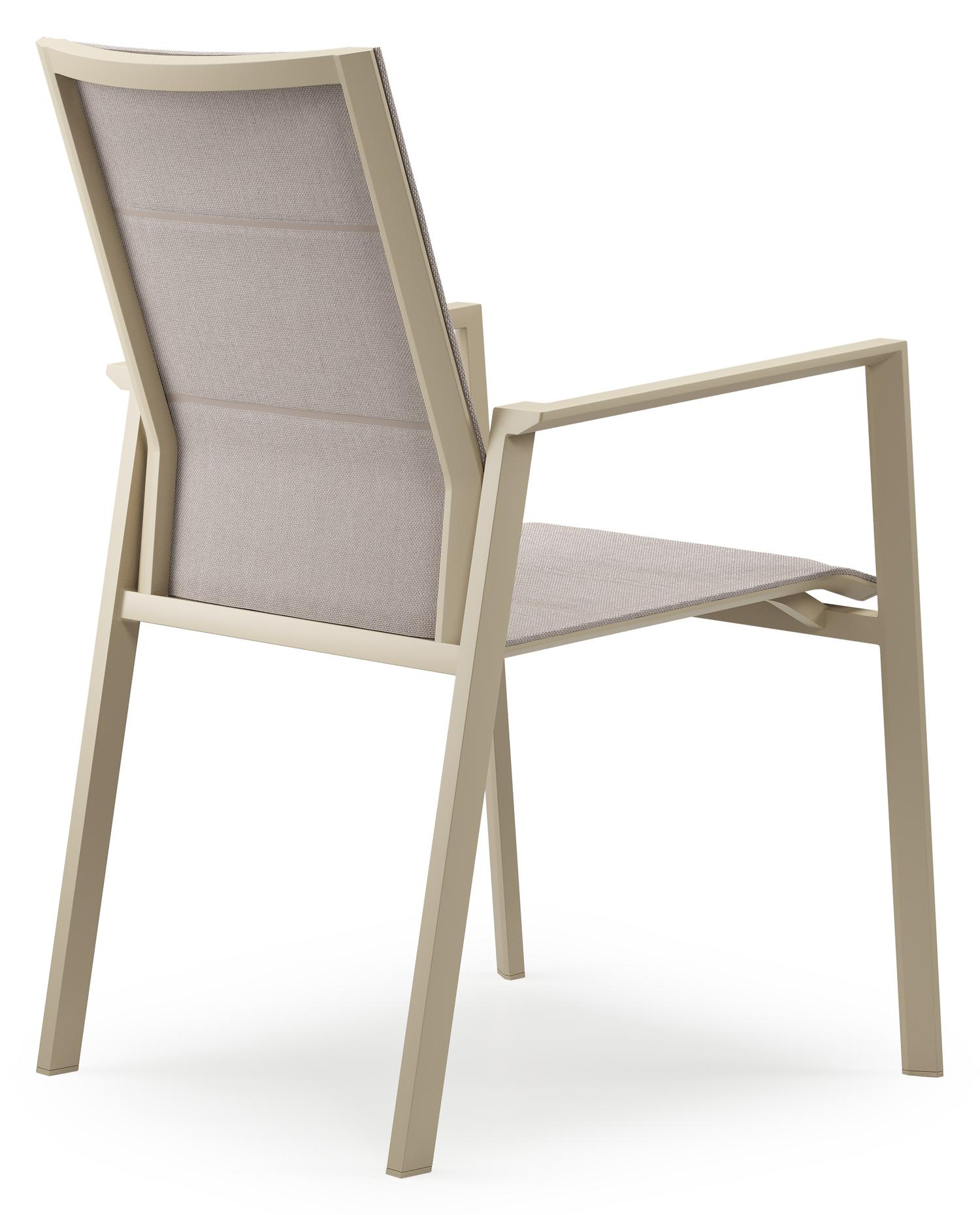 Chaise de jardin empilable Cirello en alumium beige et textilène double confort beige