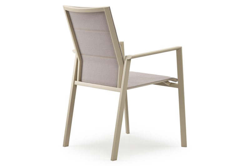 Cirello stapelbare tuinstoel in beige aluminium en beige dubbele comfort textilene