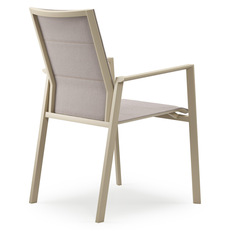 Cirello stapelbare tuinstoel in beige aluminium en beige dubbele comfort textilene