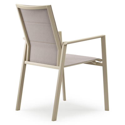 Cirello stapelbare tuinstoel in beige aluminium en beige dubbele comfort textilene