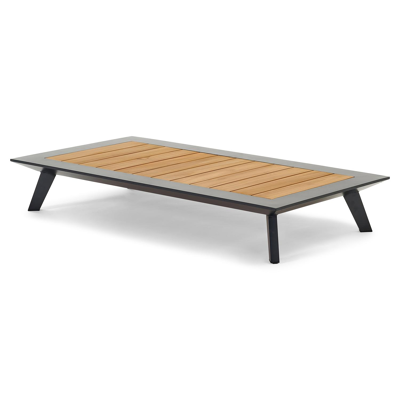 Puglia loungetafel in zwart aluminium en teak - L 144 x B 72 x H 22 cm