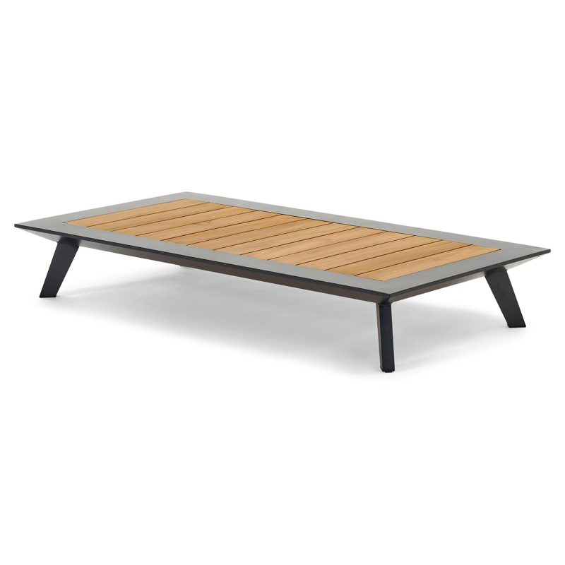 Puglia loungetafel in zwart aluminium en teak - L 144 x B 72 x H 22 cm