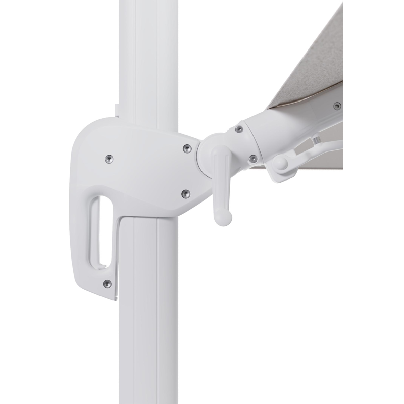 Parasol pendant Rufina avec fonction tilt en aluminium blanc et toile de parasol en All Weather Solica Ego Eggshell  - Lg.1 400 x Lg.2 300 cm (sans pied de parasol