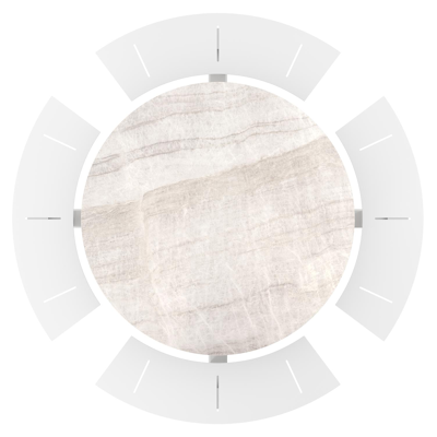 Rondino picknicktafel rond in wit aluminium en volkeramiek Taj Mahal - Dia. 236 x H 71.5 cm