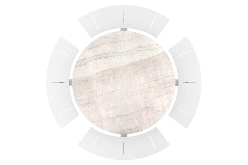 Table de pique-nique Rondino ronde en aluminium blanc et céramique pleine Taj Mahal - Diam. 148 x Haut. 71.5 cm