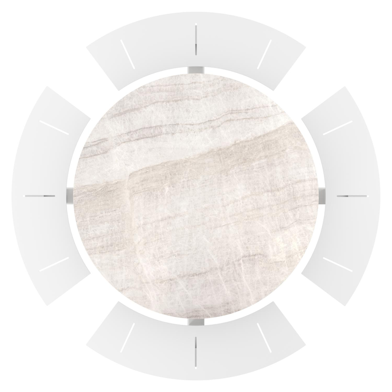 Rondino picknicktafel rond in wit aluminium en volkeramiek Taj Mahal - Dia. 236 x H 71.5 cm