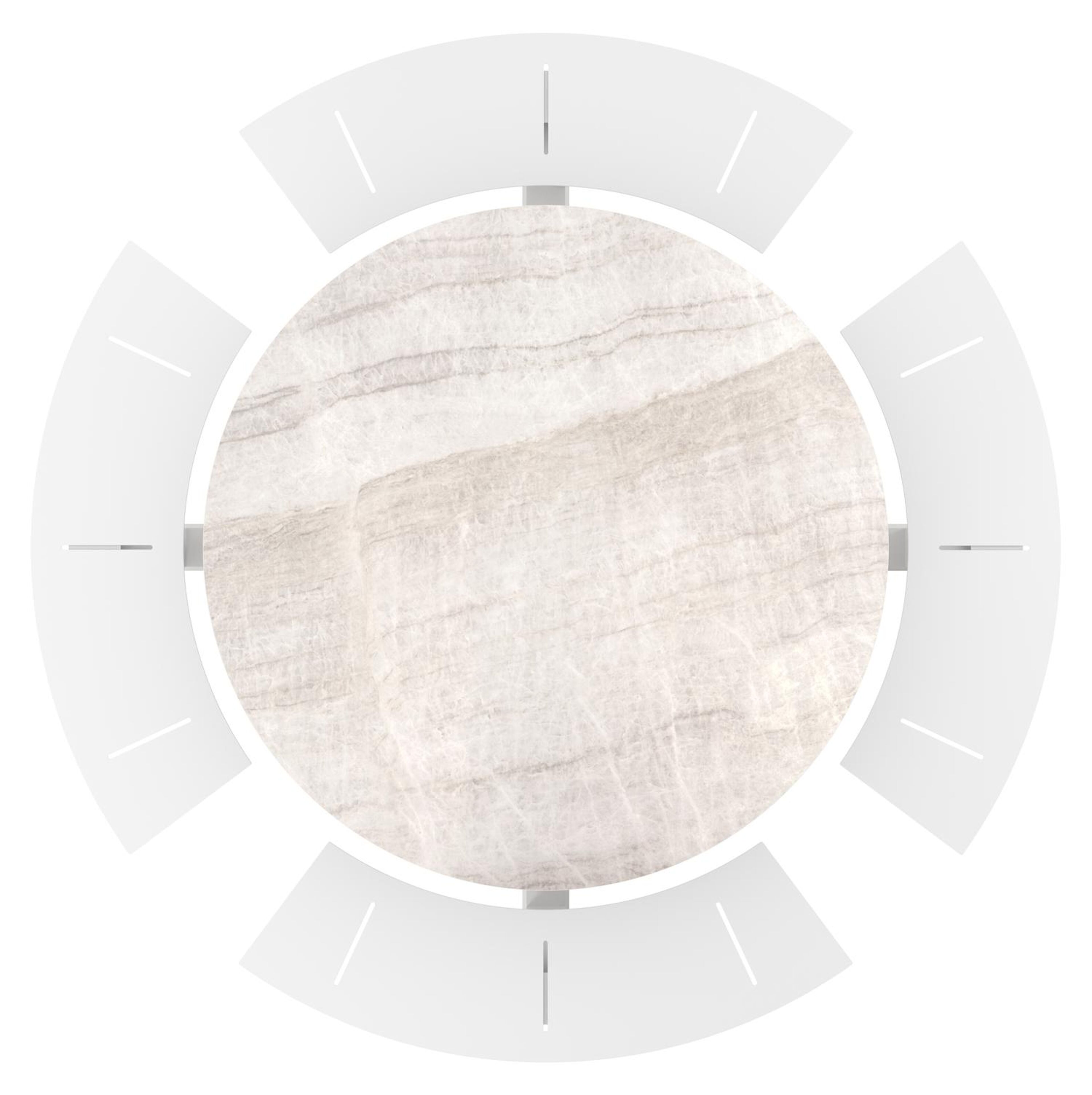 Rondino picknicktafel rond in wit aluminium en volkeramiek Taj Mahal - Dia. 236 x H 71.5 cm