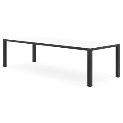 Table de jardin Como en aluminium noir et céramique pleine Arctic White - Lg. 280 x Lrg. 110 x Haut. 75 cm