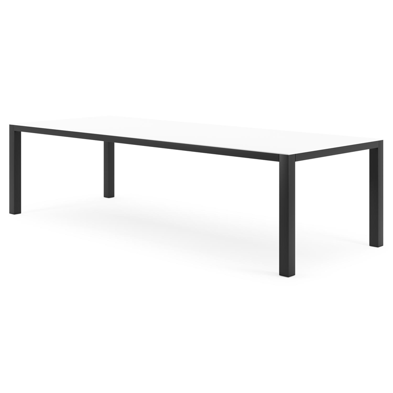 Como tuintafel in zwart aluminium en volkeramiek Arctic White - L 280 x B 110 x H 75 cm