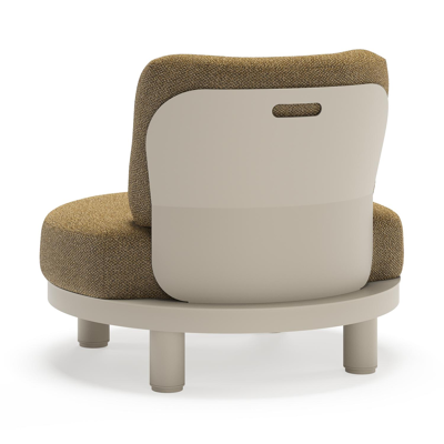 Donato loungestoel in beige aluminium met all weather cosytica Madagascar Walnut kussen