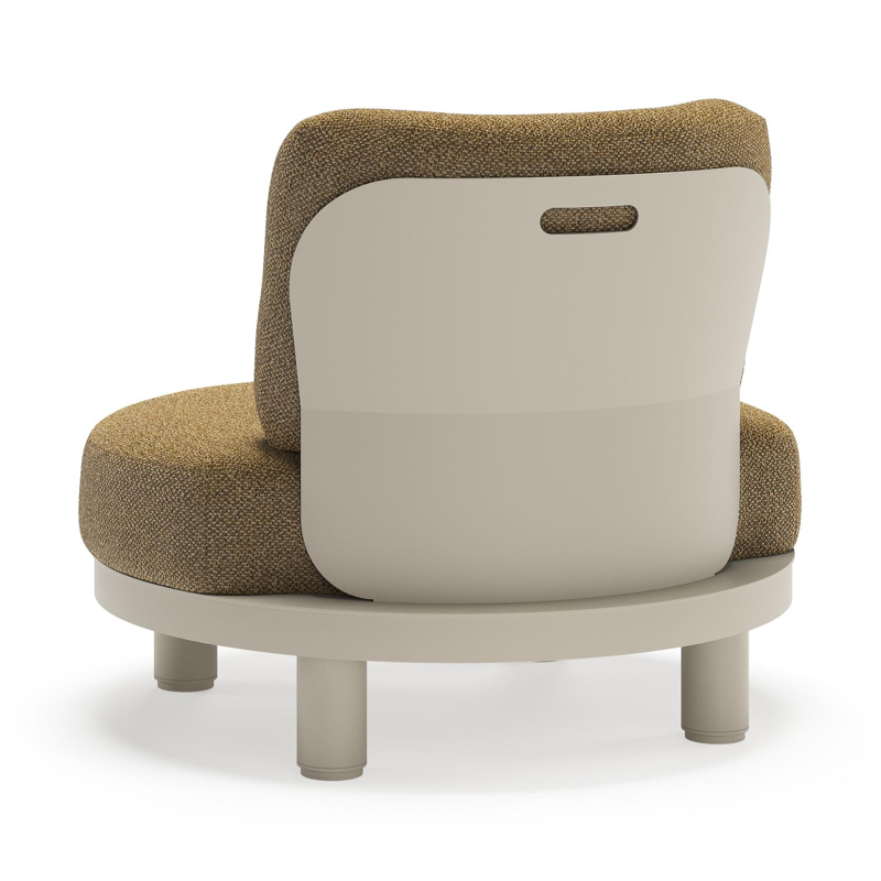 Donato loungestoel in beige aluminium met all weather cosytica Madagascar Walnut kussen
