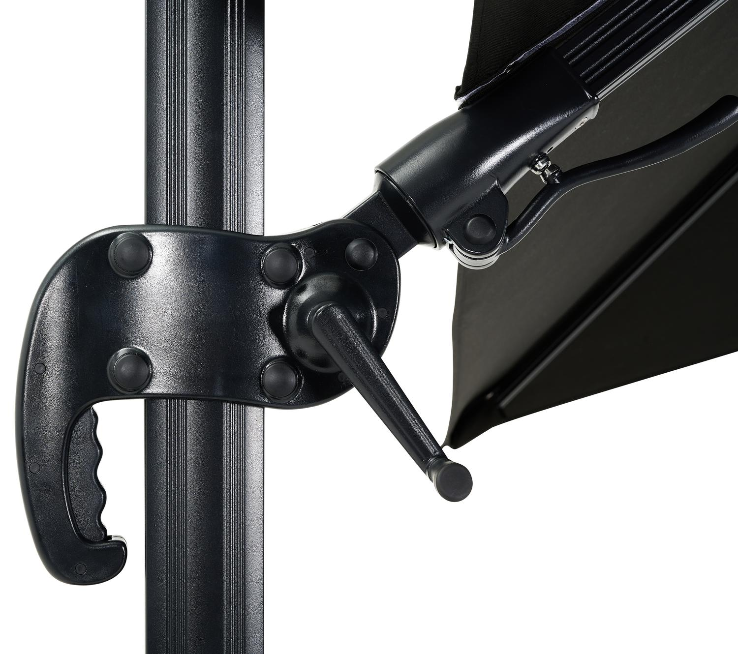 Parasol pendant Avola avec fonction tilt en aluminium noir avec toile de parasol en weather+ softtouch noir - Larg1 300 x Larg2 300 cm (avec pied de parasol)