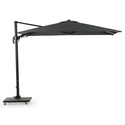 Parasol pendant Avola avec fonction tilt en aluminium noir avec toile de parasol en all weather sunbrella® premium gris - Larg1 200 x Larg2 300 cm (avec pied de parasol)