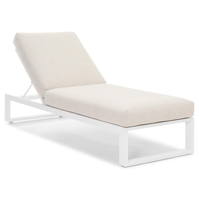 Verato verstelbaar ligbed in wit aluminium met catania sand all weather cosytica kussen