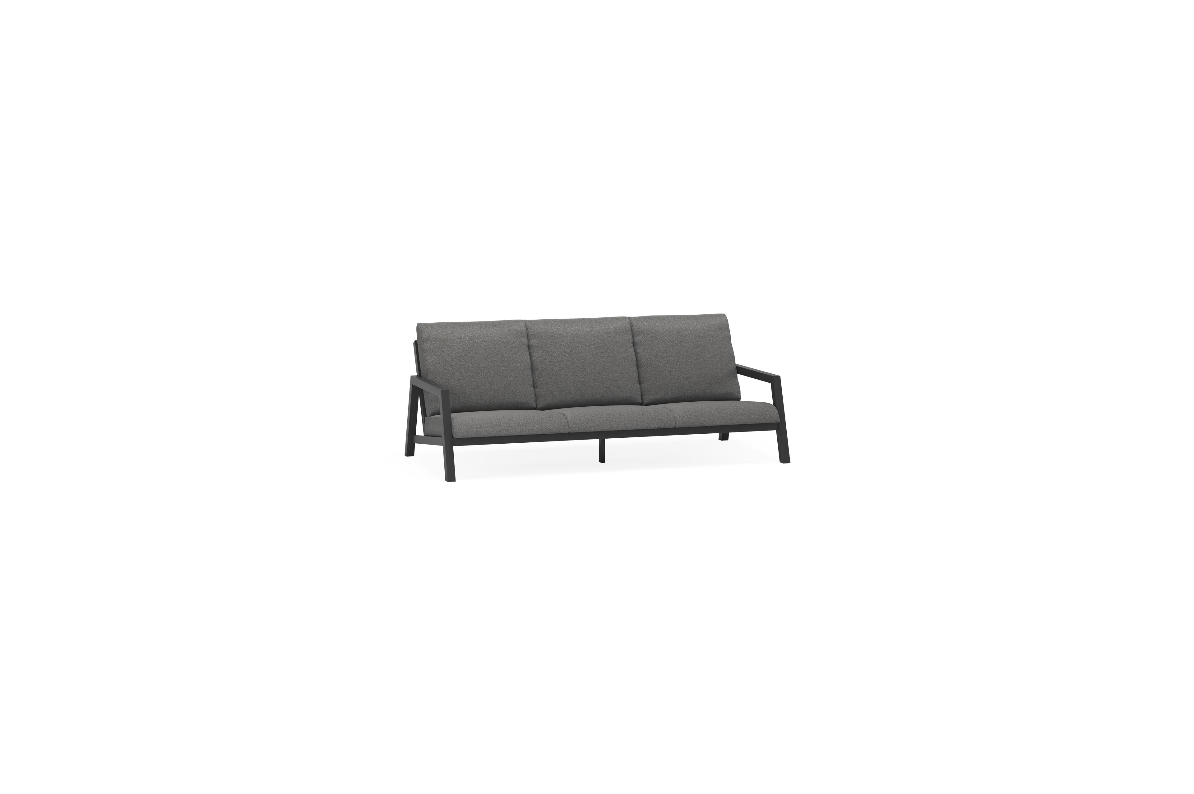 Zen'so loungebank 3-zit in zwart aluminium met savane tornado all weather sunbrella® luxe kussen